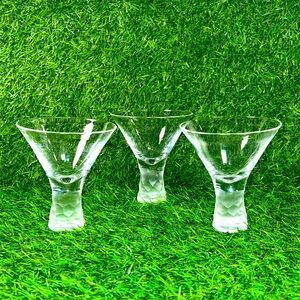 Artland Prescott Martini Hand Blown Glasses Frosted Hammered Honeycomb Set Of 3